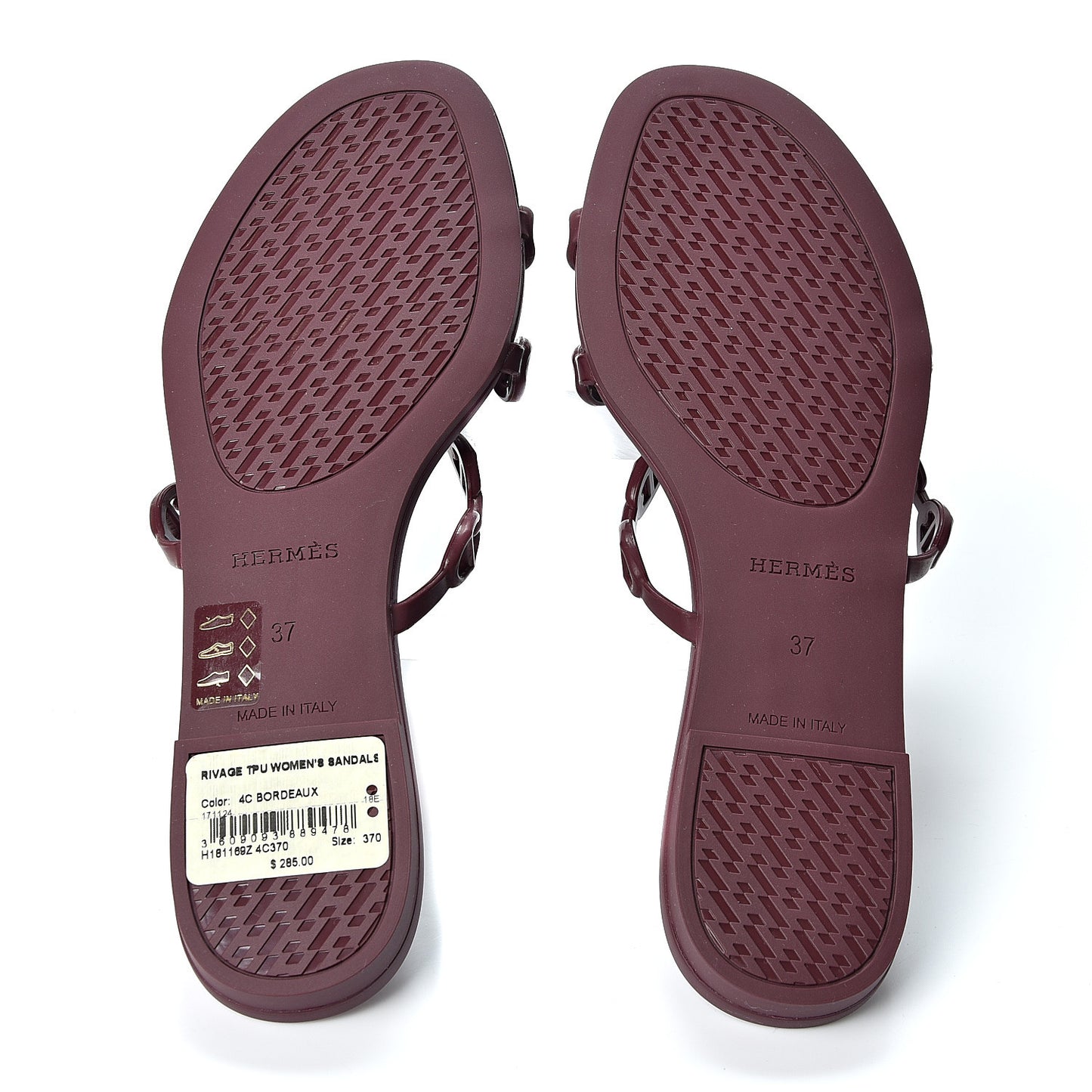 Rubber Chaine d'Ancre Rivage Sandals 37 Bordeaux