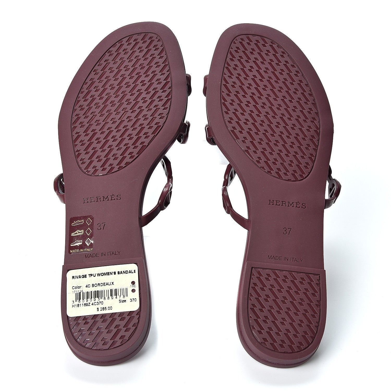 Hermes Rubber Chaine d'Ancre Rivage Sandals 37 Bordeaux 7 of 9