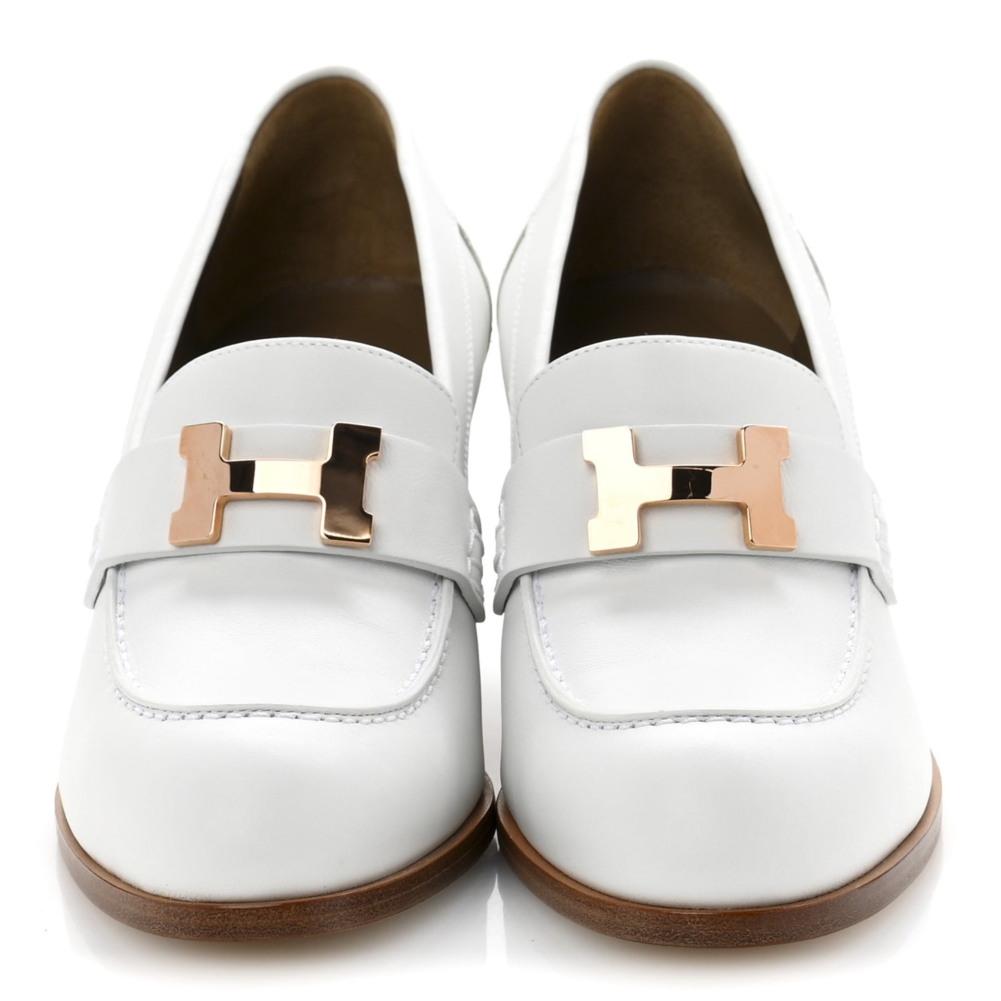 Calfskin Womens Dauphine 70 Moccasin Loafers 37.5 White