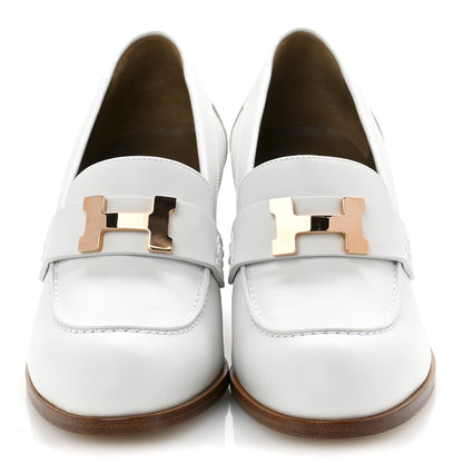 Hermes Calfskin Womens Dauphine 70 Moccasin Loafers 37.5 White 3 of 10