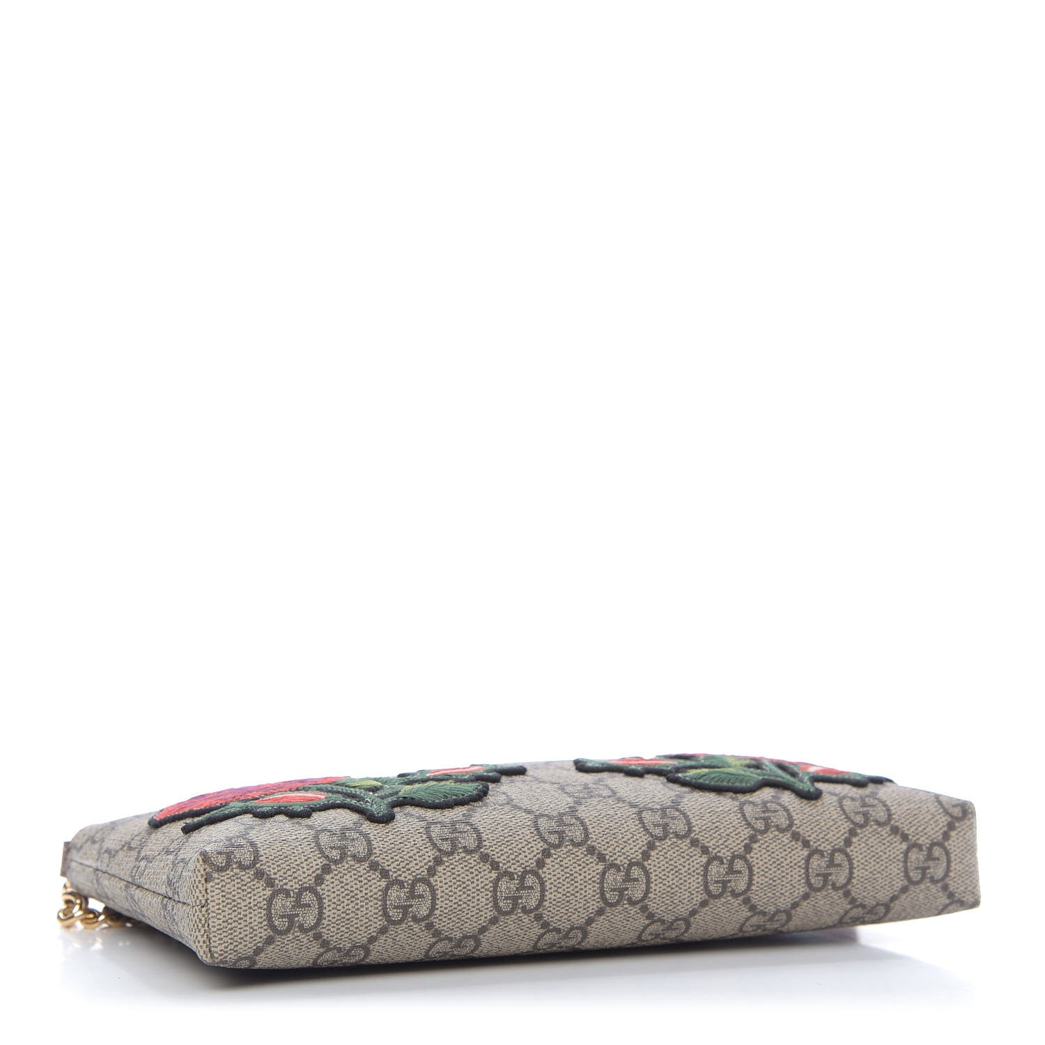 Gucci GG Supreme Monogram Embroidered Roses Chain Wrist Wallet 4 of 9