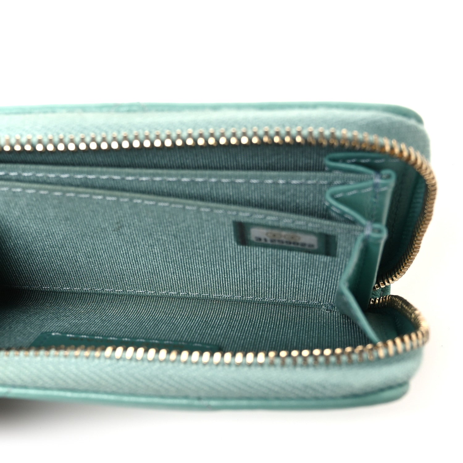 Chanel Lambskin Quilted Chanel 19 Zip Around Coin Purse Wallet Light Green 5 of 8