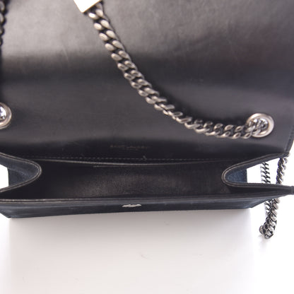 Saint Laurent Suede Small Monogram Stone Studded Kate Satchel Black Turquoise Coral 5 of 23
