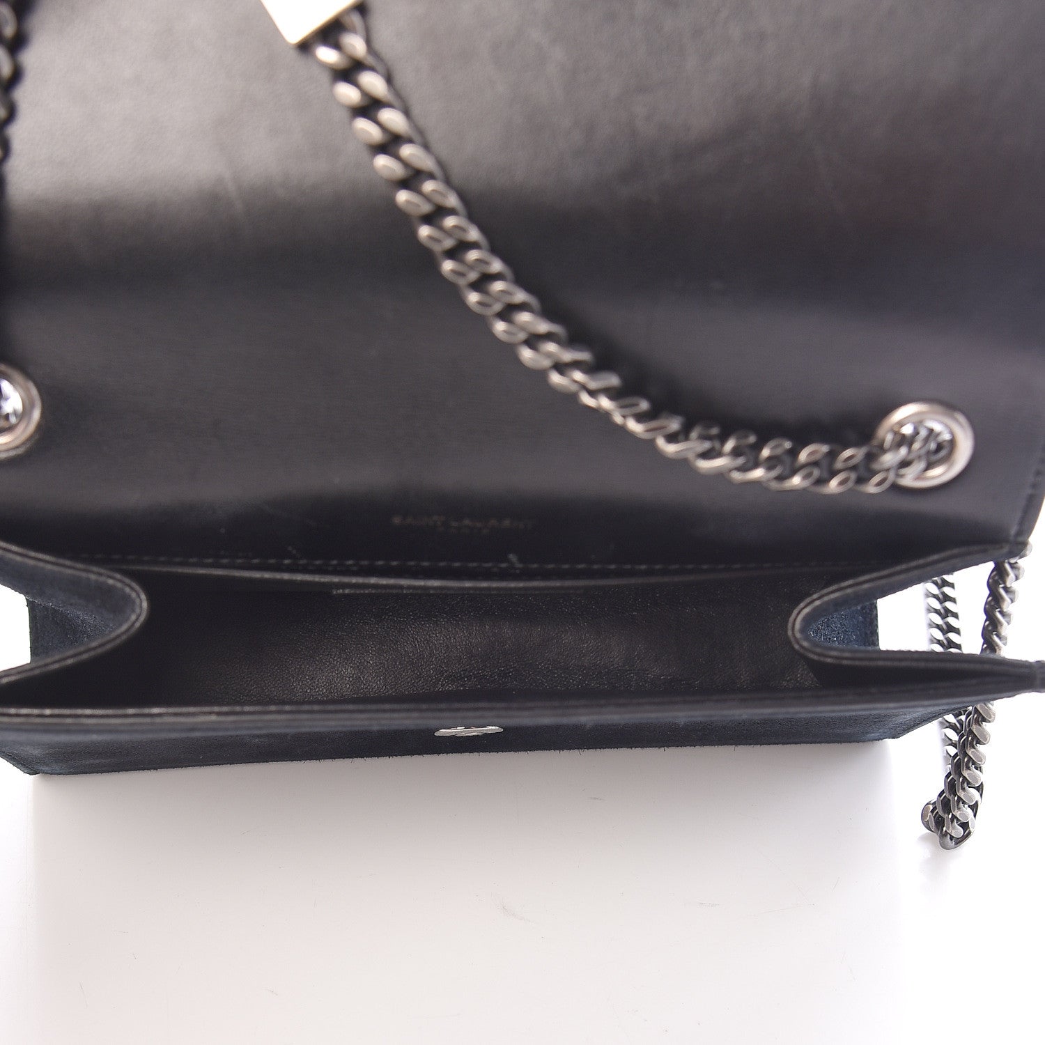 Saint Laurent Suede Small Monogram Stone Studded Kate Satchel Black Turquoise Coral 5 of 23