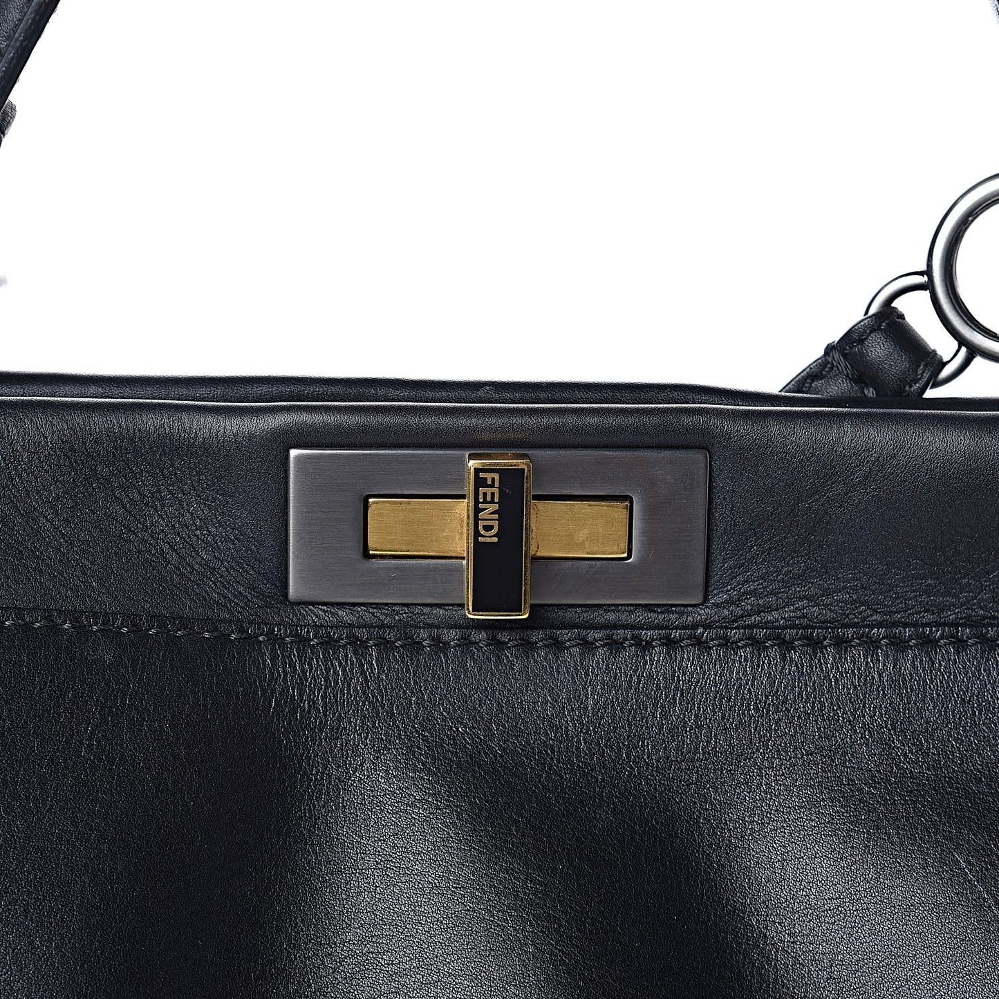 Calfskin Calf Hair Leopard Print Large Peekaboo Iconic Satchel Black