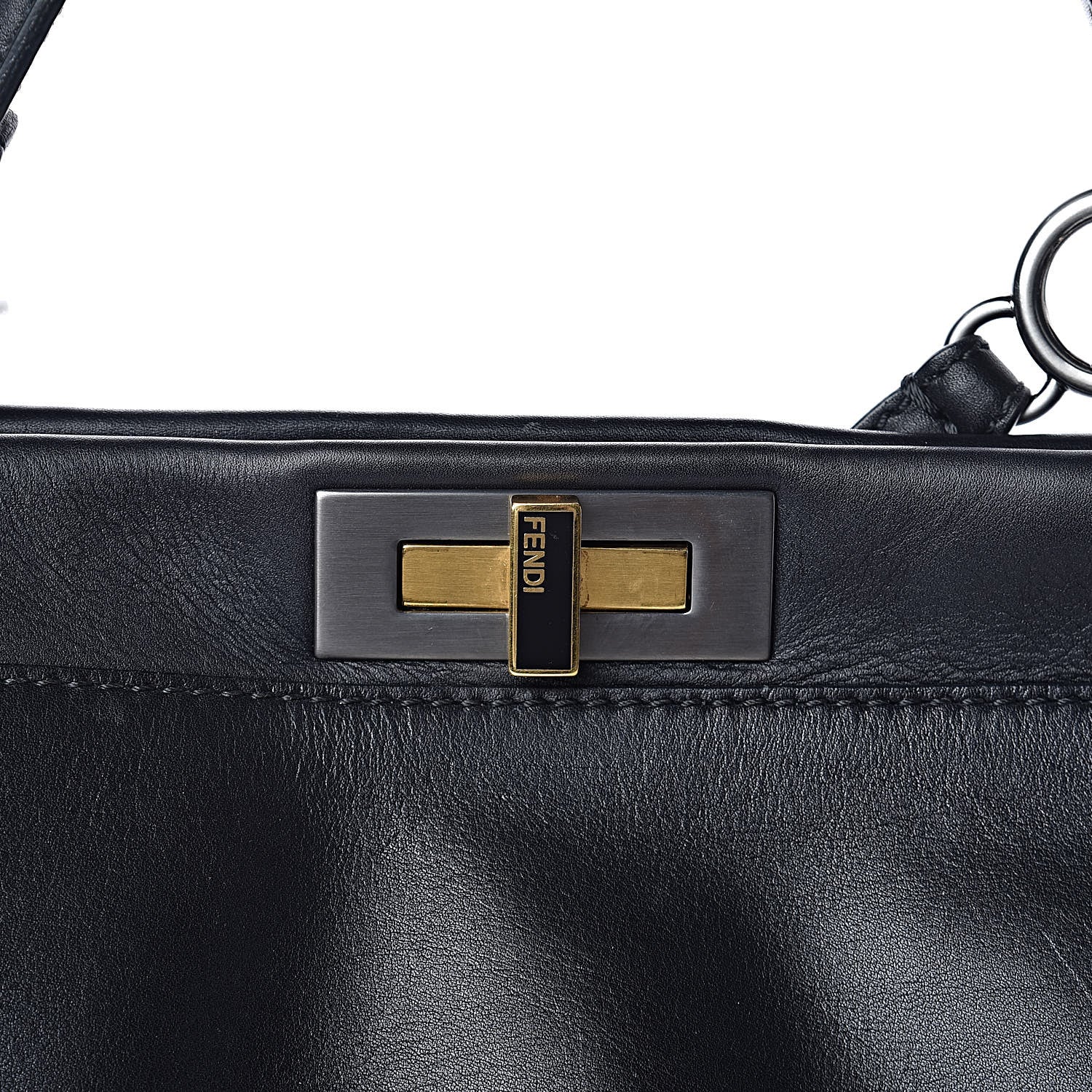 Fendi Calfskin Calf Hair Leopard Print Large Peekaboo Iconic Satchel Black 9 of 13