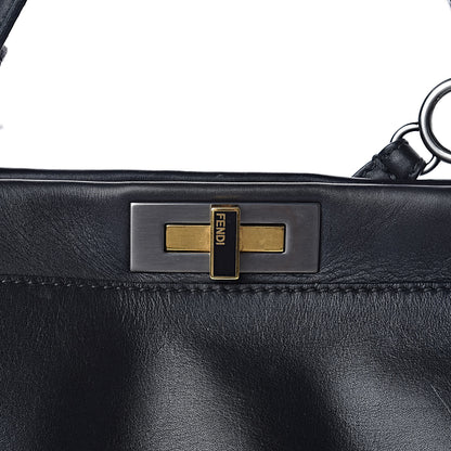 Fendi Calfskin Calf Hair Leopard Print Large Peekaboo Iconic Satchel Black 9 of 13