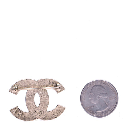 Chanel Metal Quilted CC Brooch Silver Gold 2 of 4