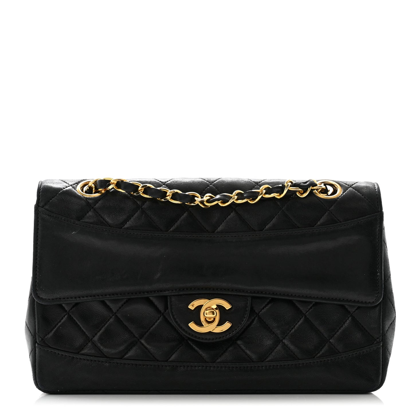 Lambskin Quilted Small Single Flap Black