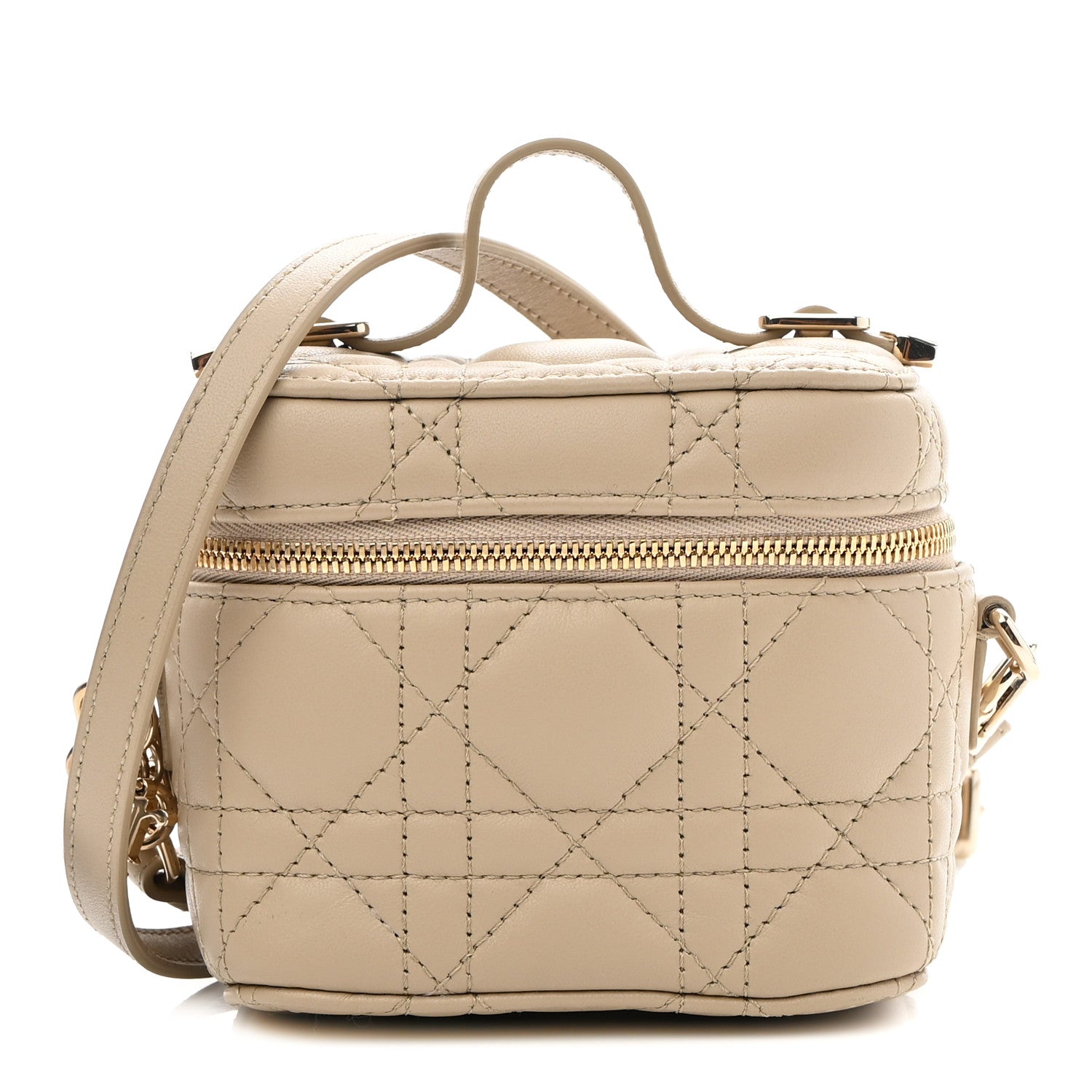 Christian Dior Lambskin Cannage Micro Lady Dior Vanity Case Beige 1 of 11