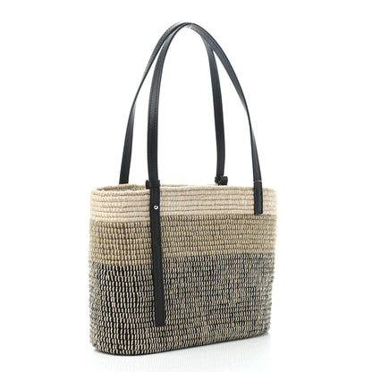 Loewe Textile Calfskin Small Square Basket Tote Bag Tan Black 2 of 4