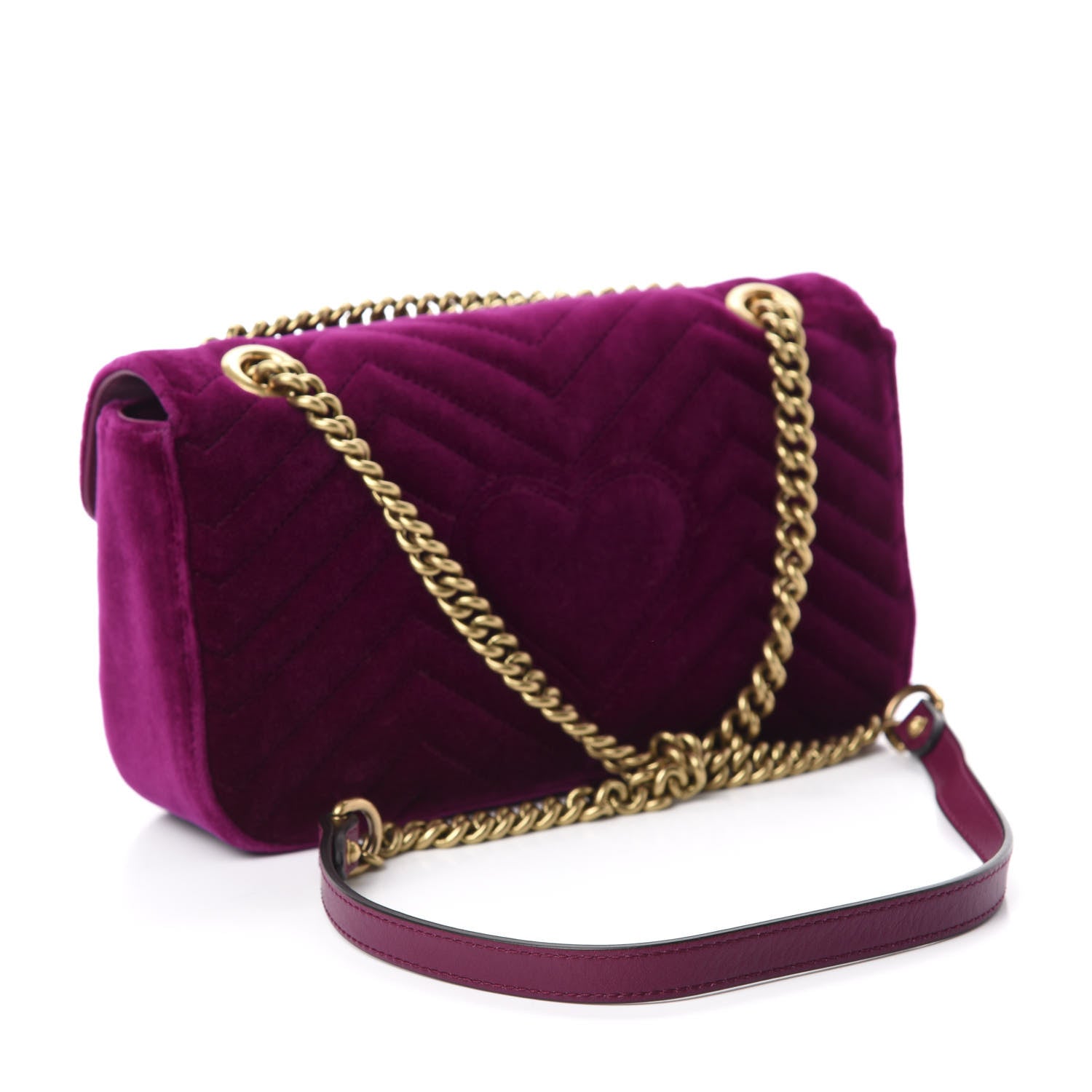Gucci Velvet Matelasse Small GG Marmont Shoulder Bag Fuchsia Violet Cyclamen 3 of 10