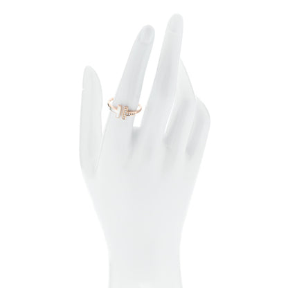 Tiffany 18K Rose Gold Diamond Mother of Pearl T Wire Ring 56 7.75 2 of 5