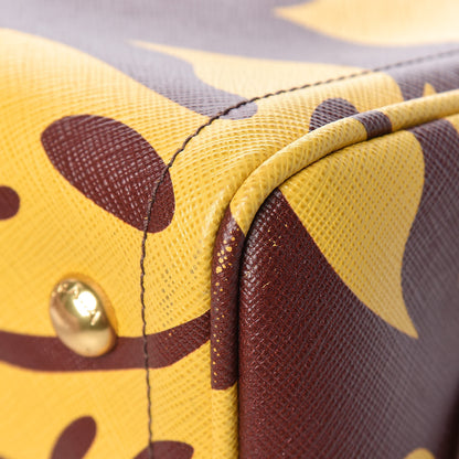 Prada Saffiano Hibiscus Print Bowling Bag Zafferano 11 of 16