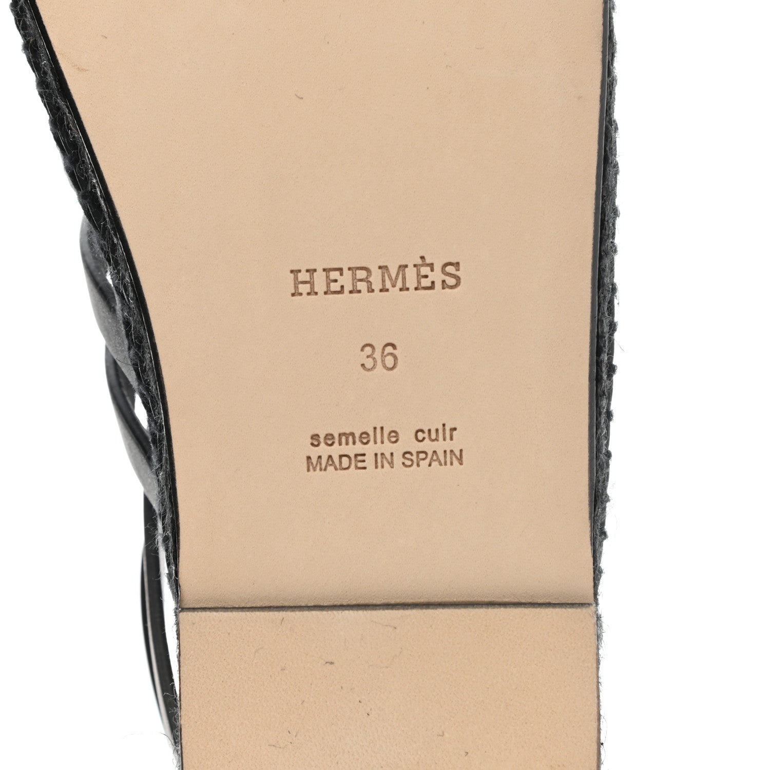 Hermes Calfskin Costanza Espadrille Sandals 36 Black 6 of 9