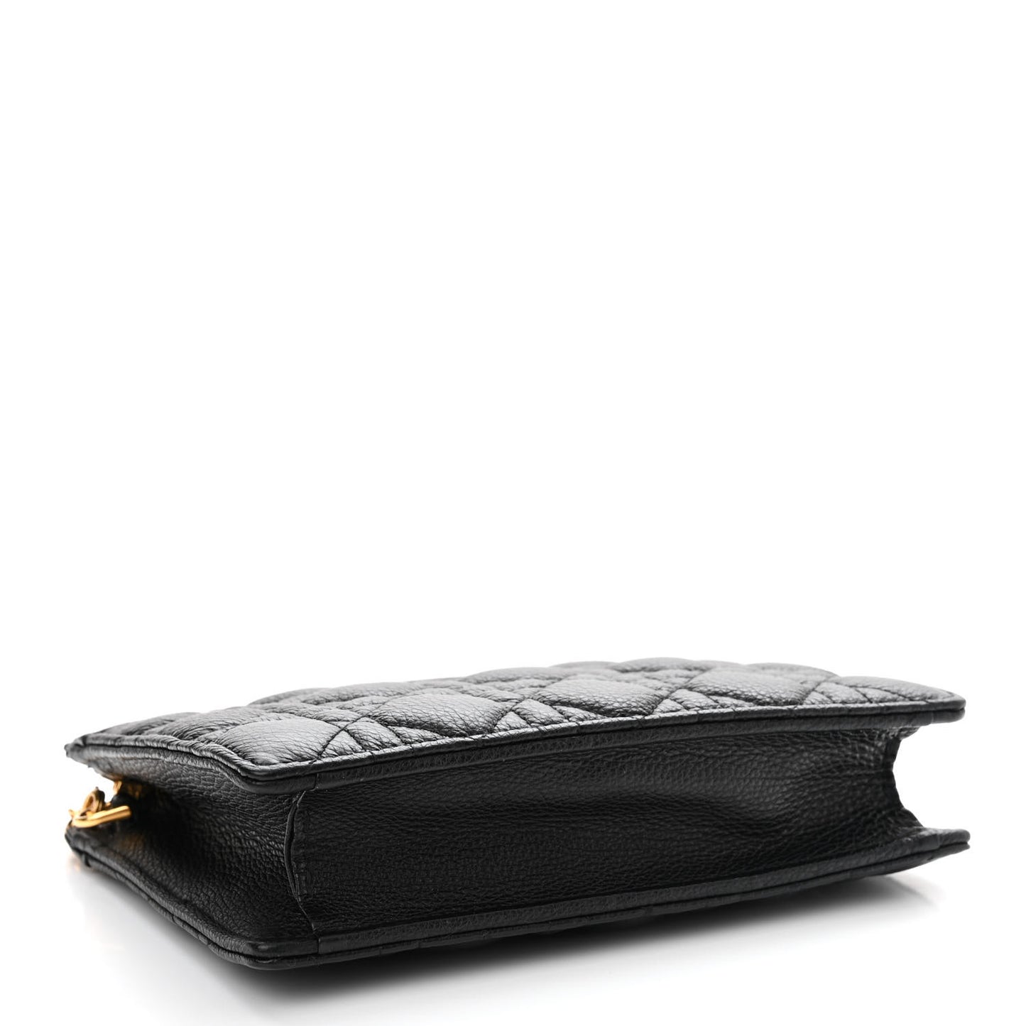 Calfskin Cannage Caro Zipped Pouch With Chain Black