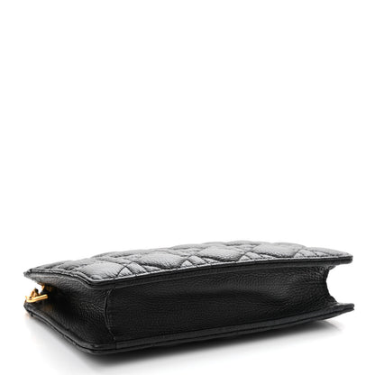 Christian Dior Calfskin Cannage Caro Zipped Pouch With Chain Black 4 of 11