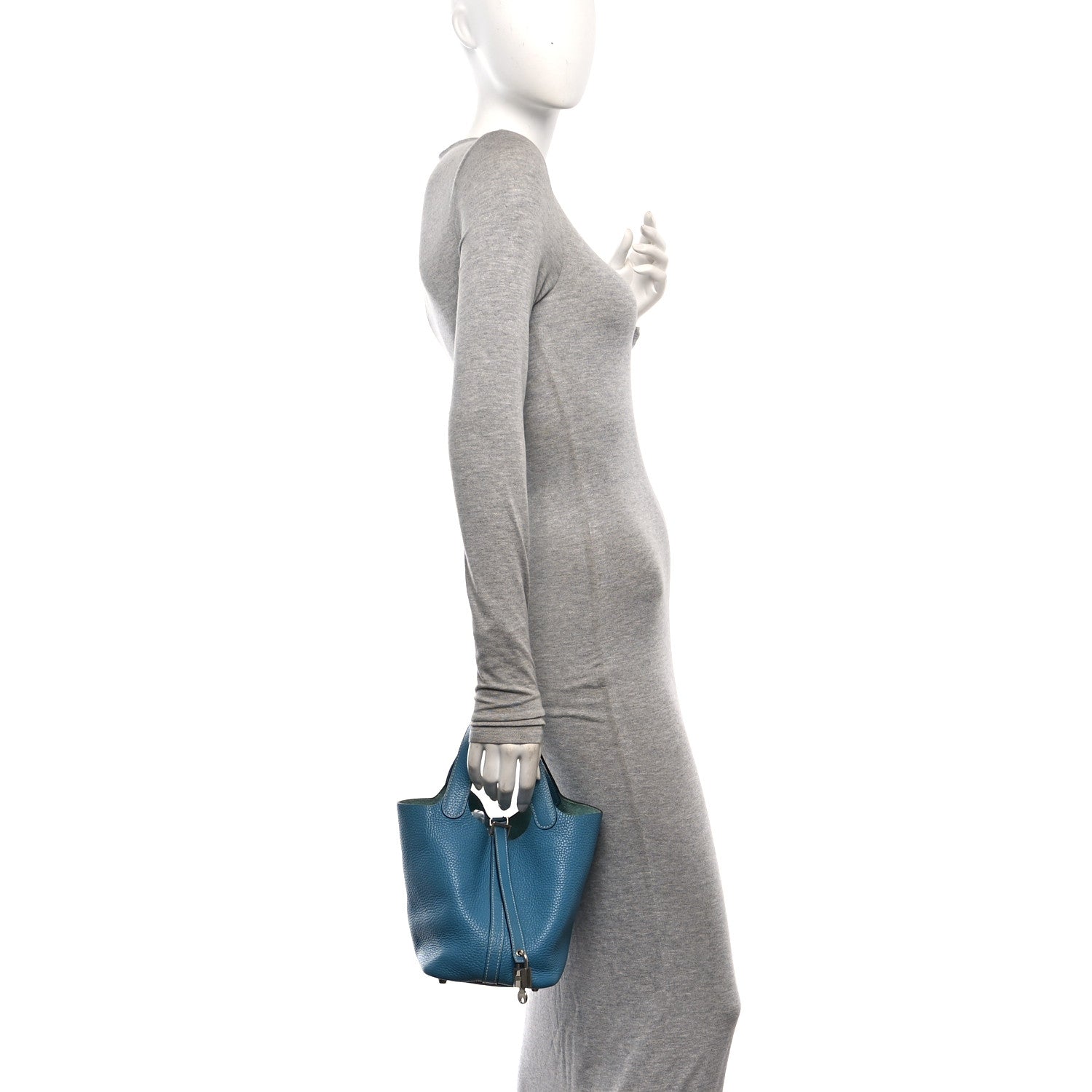 Hermes Taurillon Clemence Picotin Lock 18 PM New Blue Jean 2 of 10