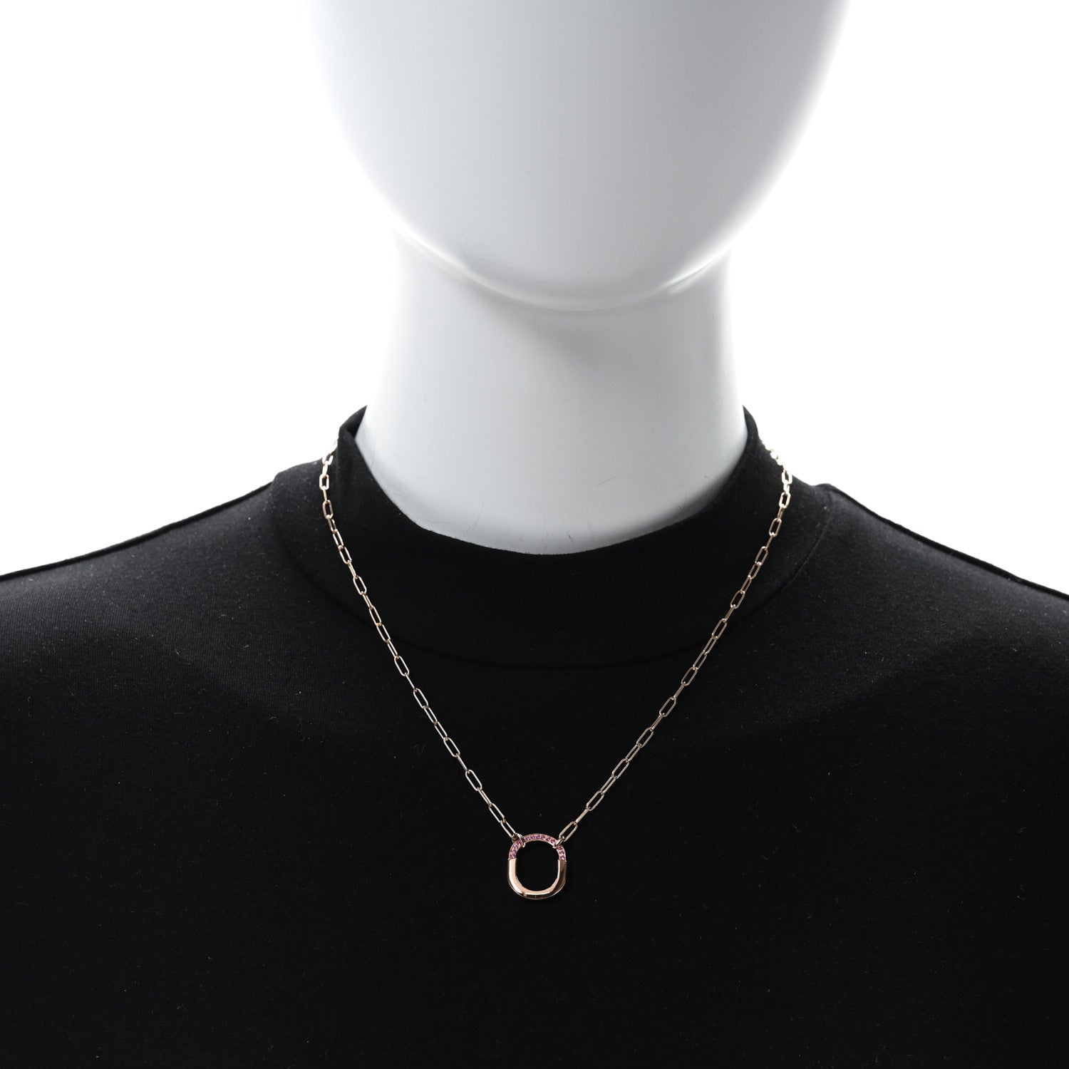 Tiffany 18K Rose Gold Pink Sapphire Small Lock Pendant Necklace 2 of 6