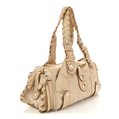 Chloe Snakeskin Calfskin Silverado Shoulder Bag Beige 3 of 11