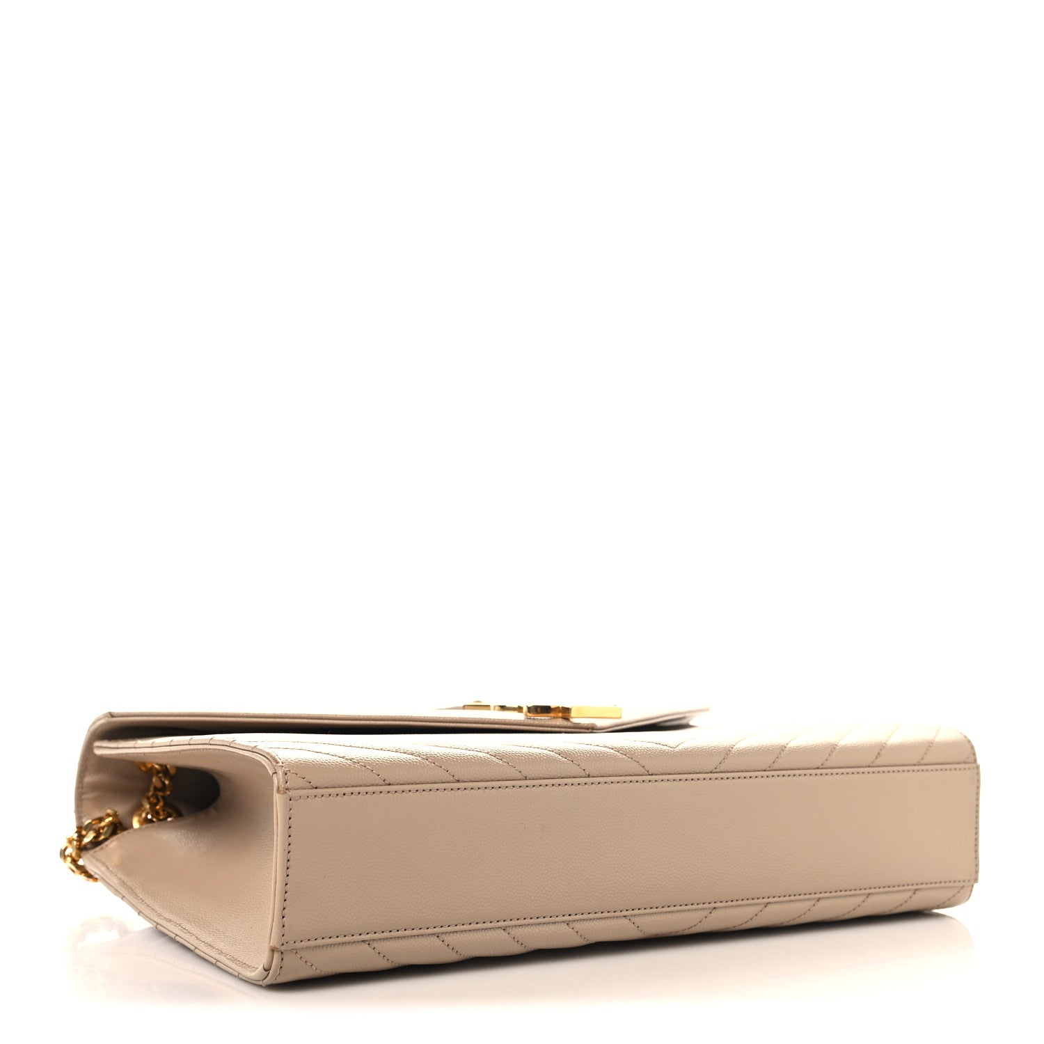 Saint Laurent Grain De Poudre Matelasse Chevron Large Monogram Satchel Dark Beige 4 of 10