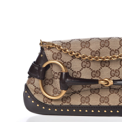 Gucci Monogram Studded Horsebit Clutch Dark Brown 12 of 16