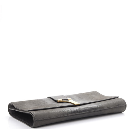 Saint Laurent Lizard Calfskin Embossed Classic Y Clutch Black 4 of 14