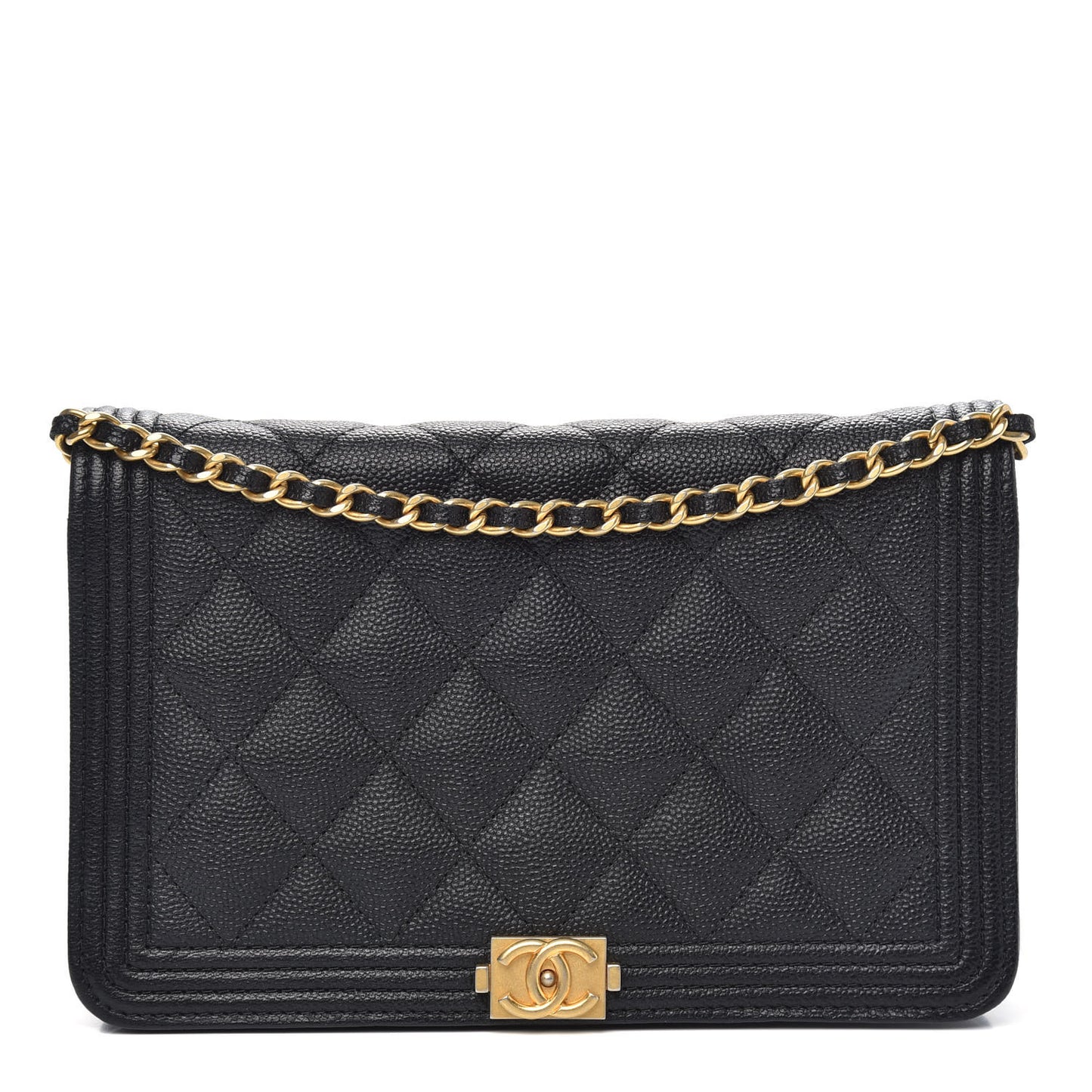 Caviar Quilted Boy Wallet On Chain WOC Black
