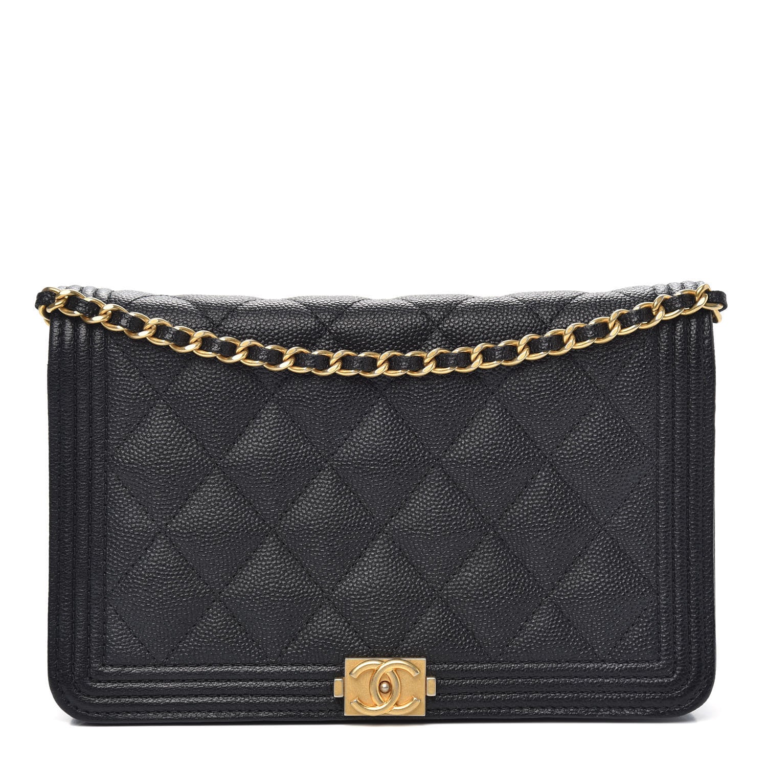 Chanel Caviar Quilted Boy Wallet On Chain WOC Black 1 of 12