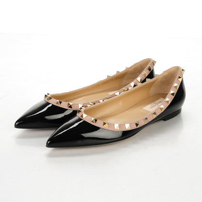 Valentino Garavani Patent Nappa Rockstud Ballerina Flats 36.5 Black Poudre 3 of 7