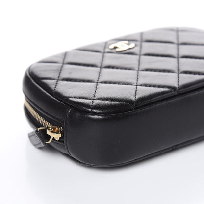 Chanel Lambskin Quilted Small Curvy Pouch Cosmetic Case Black 8 of 12