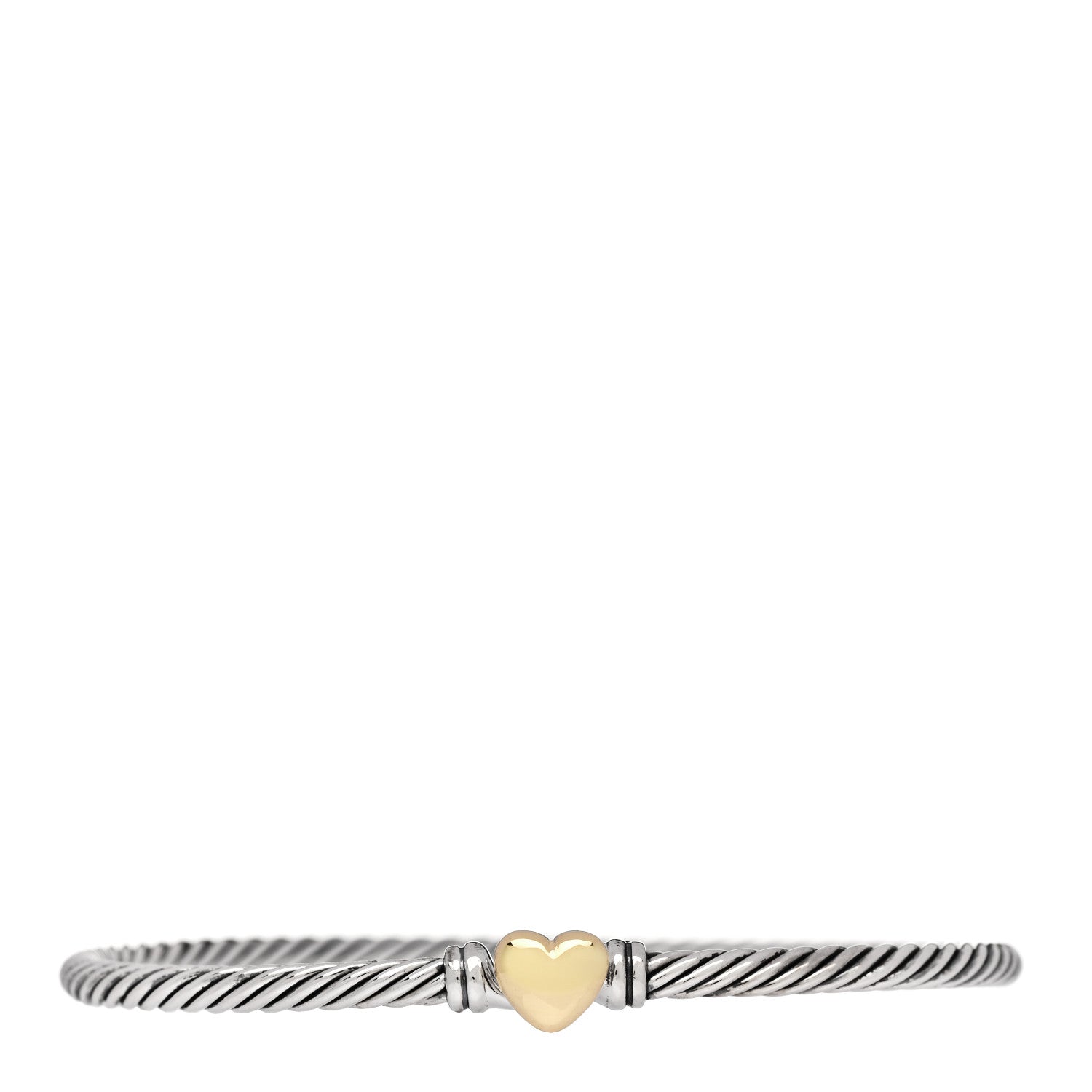 David Yurman Sterling Silver 18K Yellow Gold 3mm Cable Collectibles Heart Bracelet 1 of 3