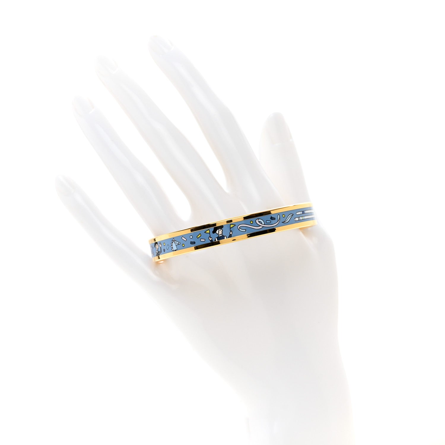 Hermes Enamel Printed Narrow L'Epopee D'Hermes Bracelet 65 Ecume 2 of 7