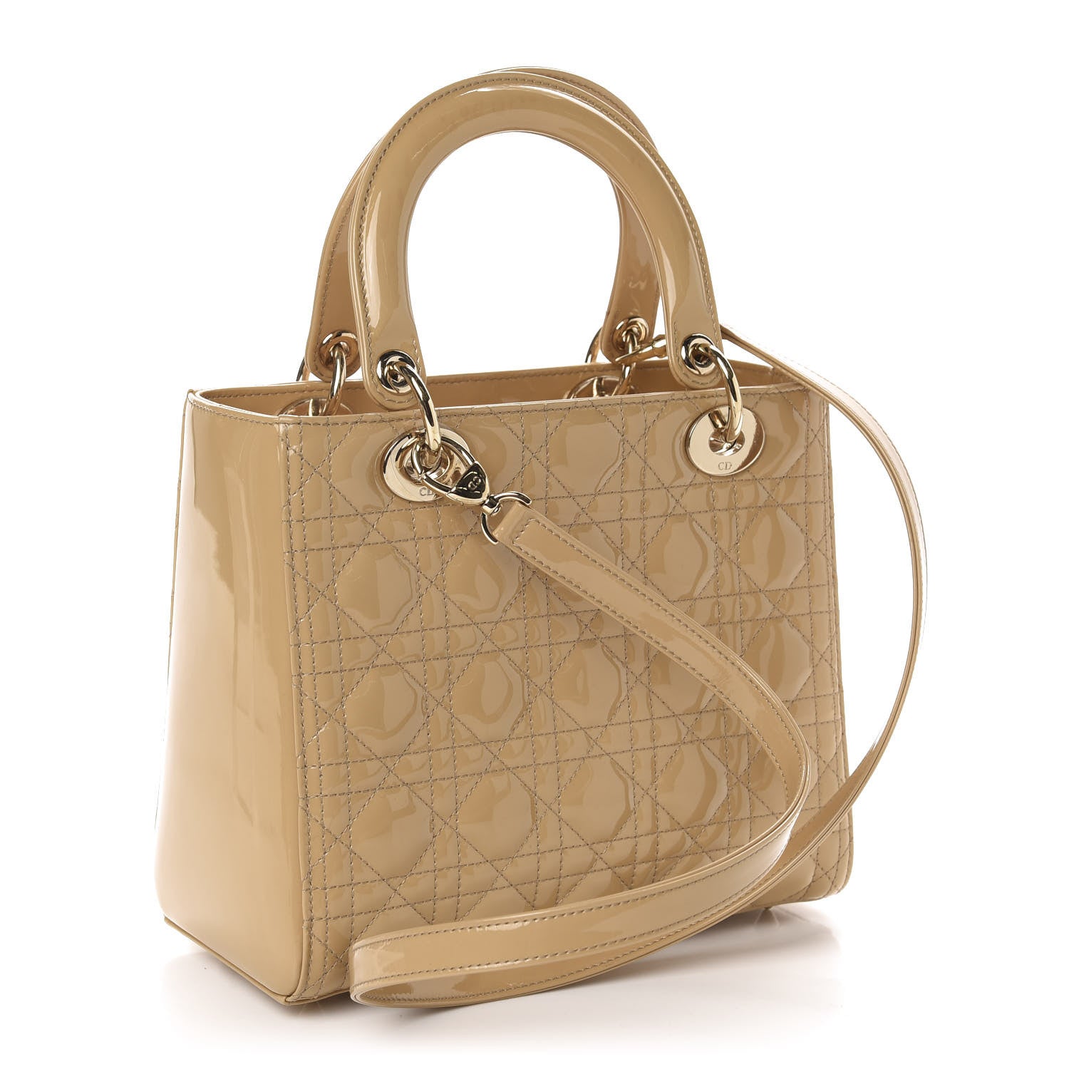 Christian Dior Patent Cannage Medium Lady Dior Beige 3 of 10