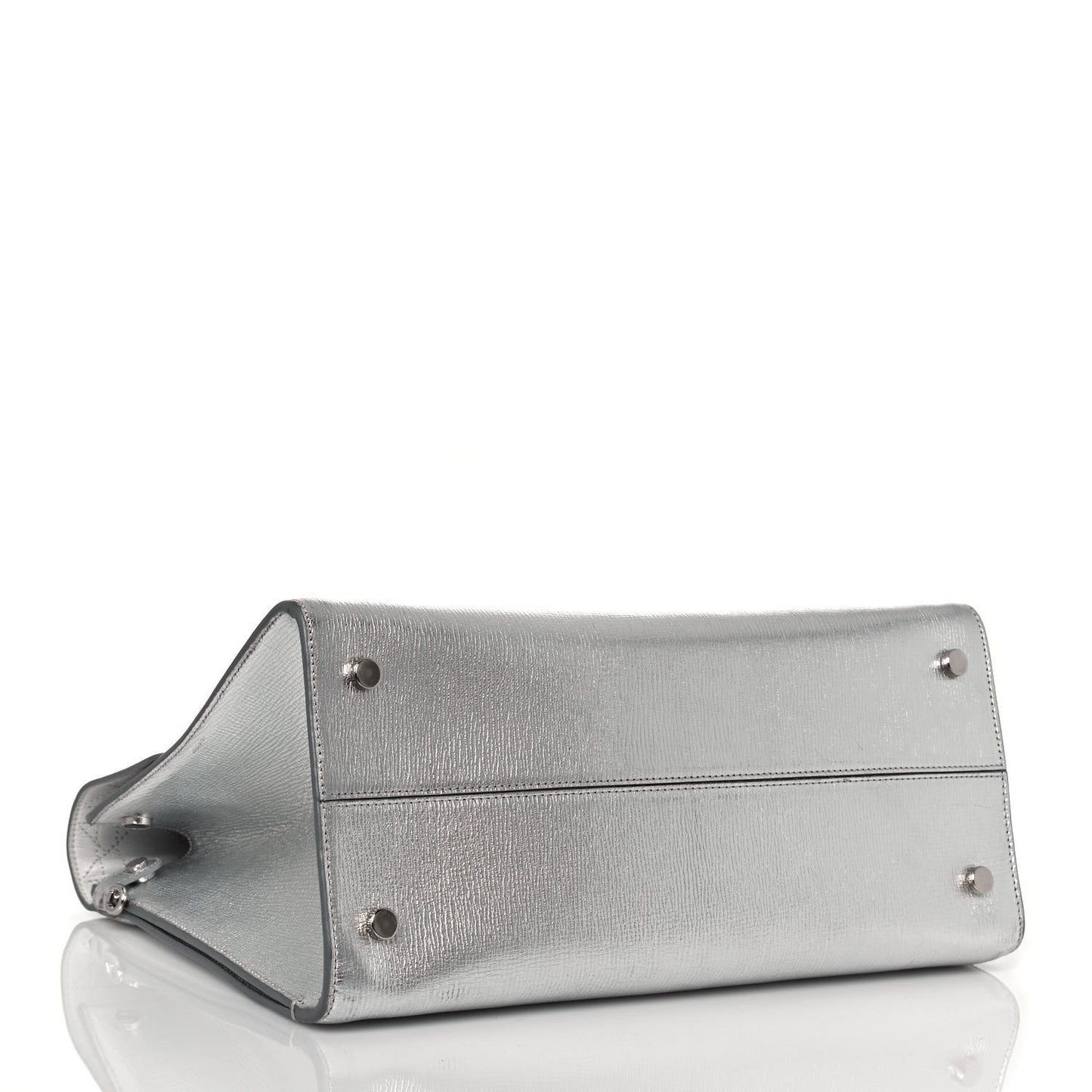 Metallic Goatskin Medium Diorever Flap Silver