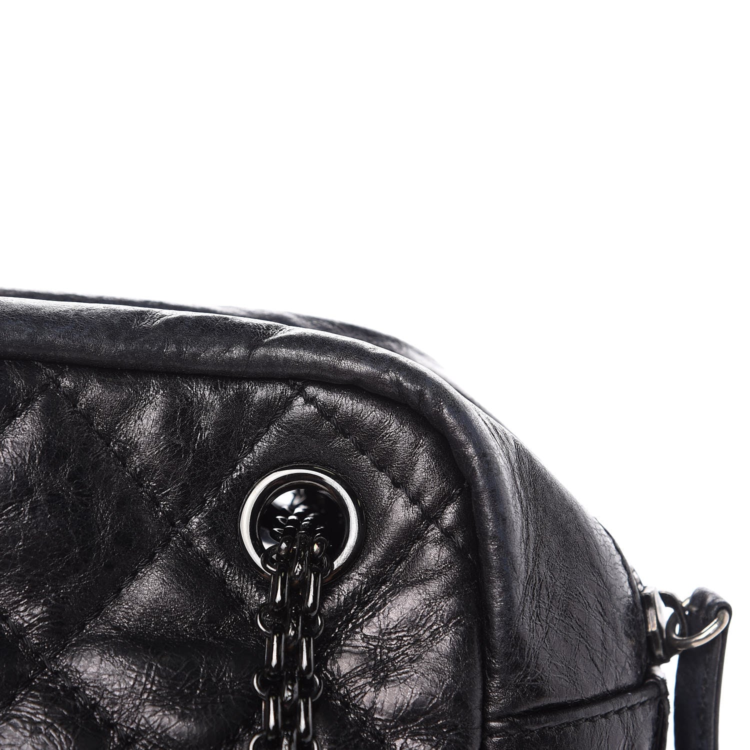Chanel Metallic Aged Calfskin Quilted Large Reissue Camera Case Black 9 of 14