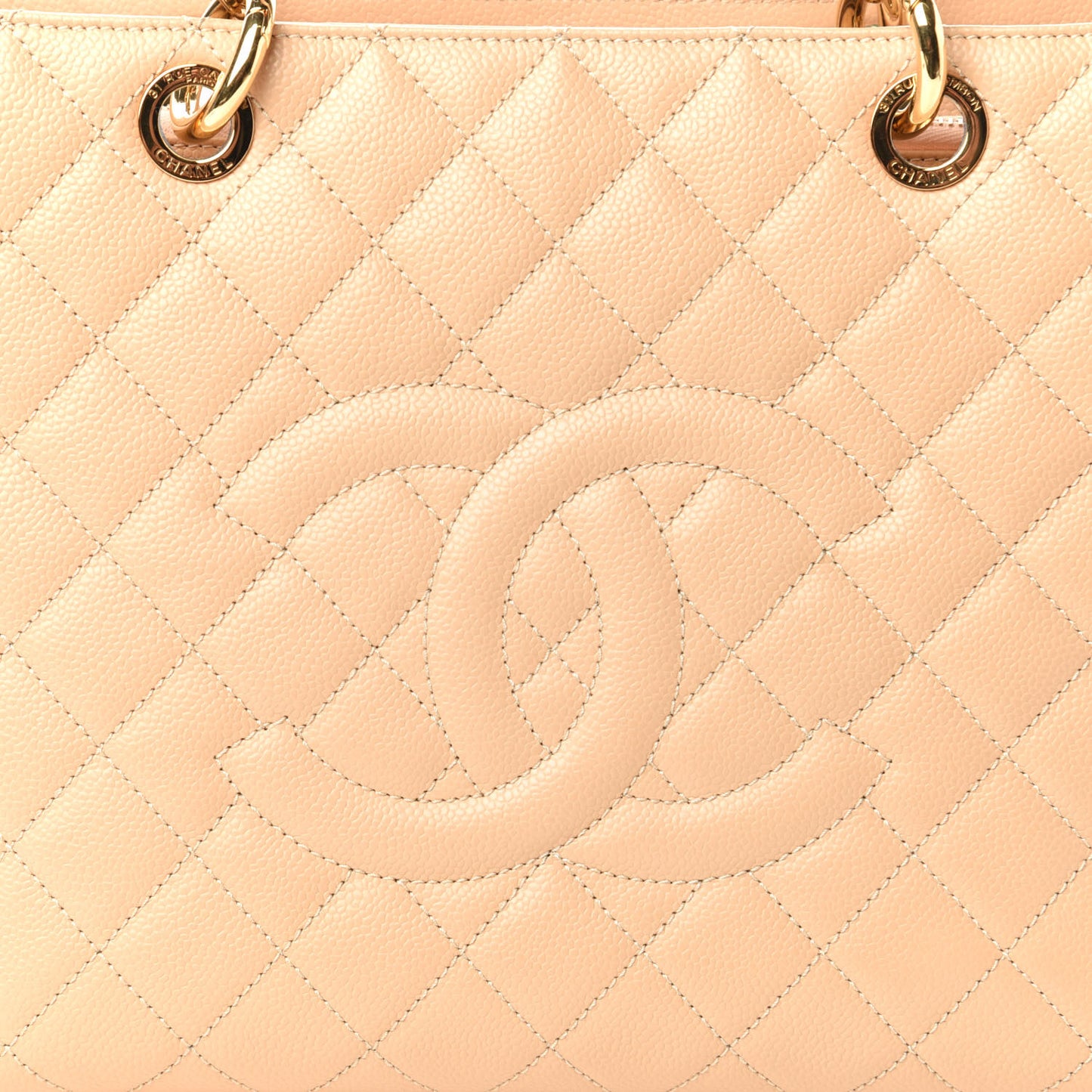 Caviar Quilted Grand Shopping Tote GST Beige Clair