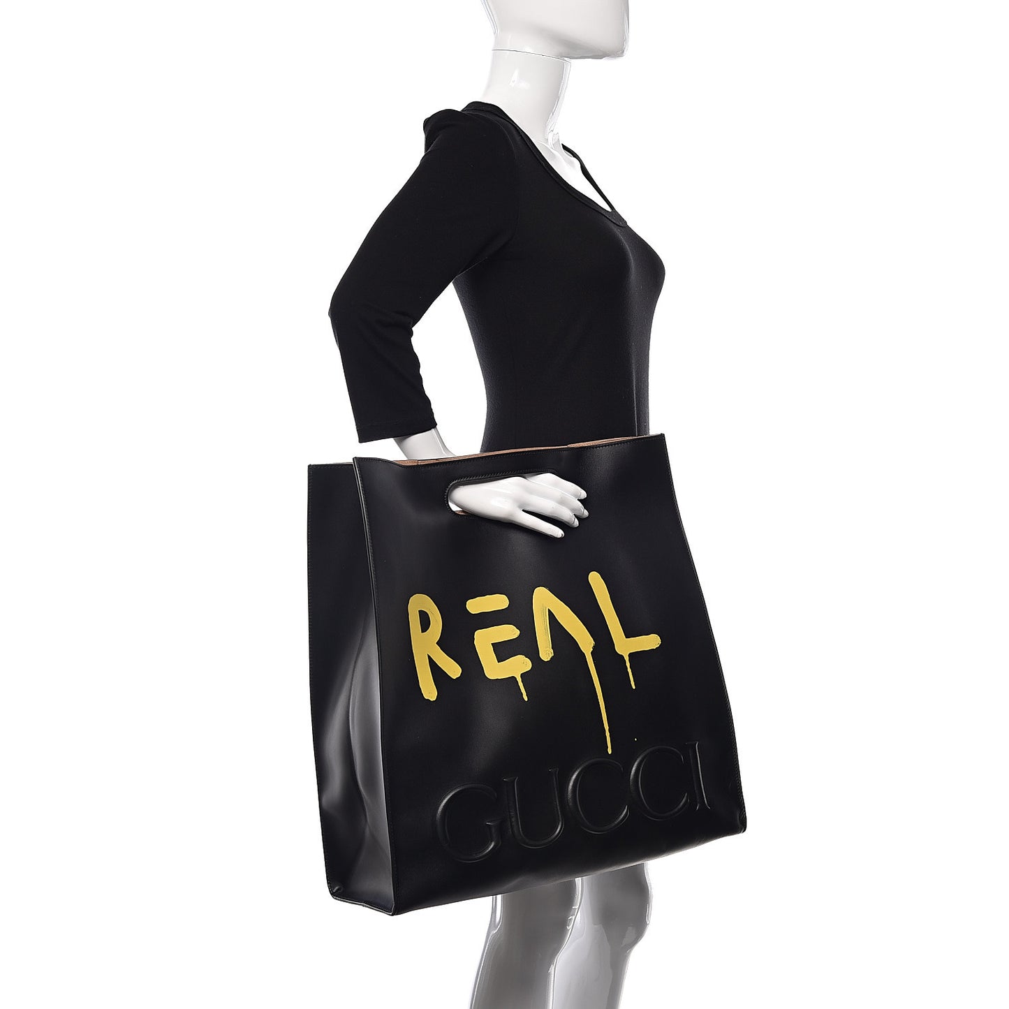 Calfskin GucciGhost Real Large XL Tote Black Yellow