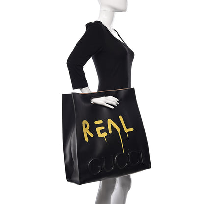 Gucci Calfskin GucciGhost Real Large XL Tote Black Yellow 2 of 9