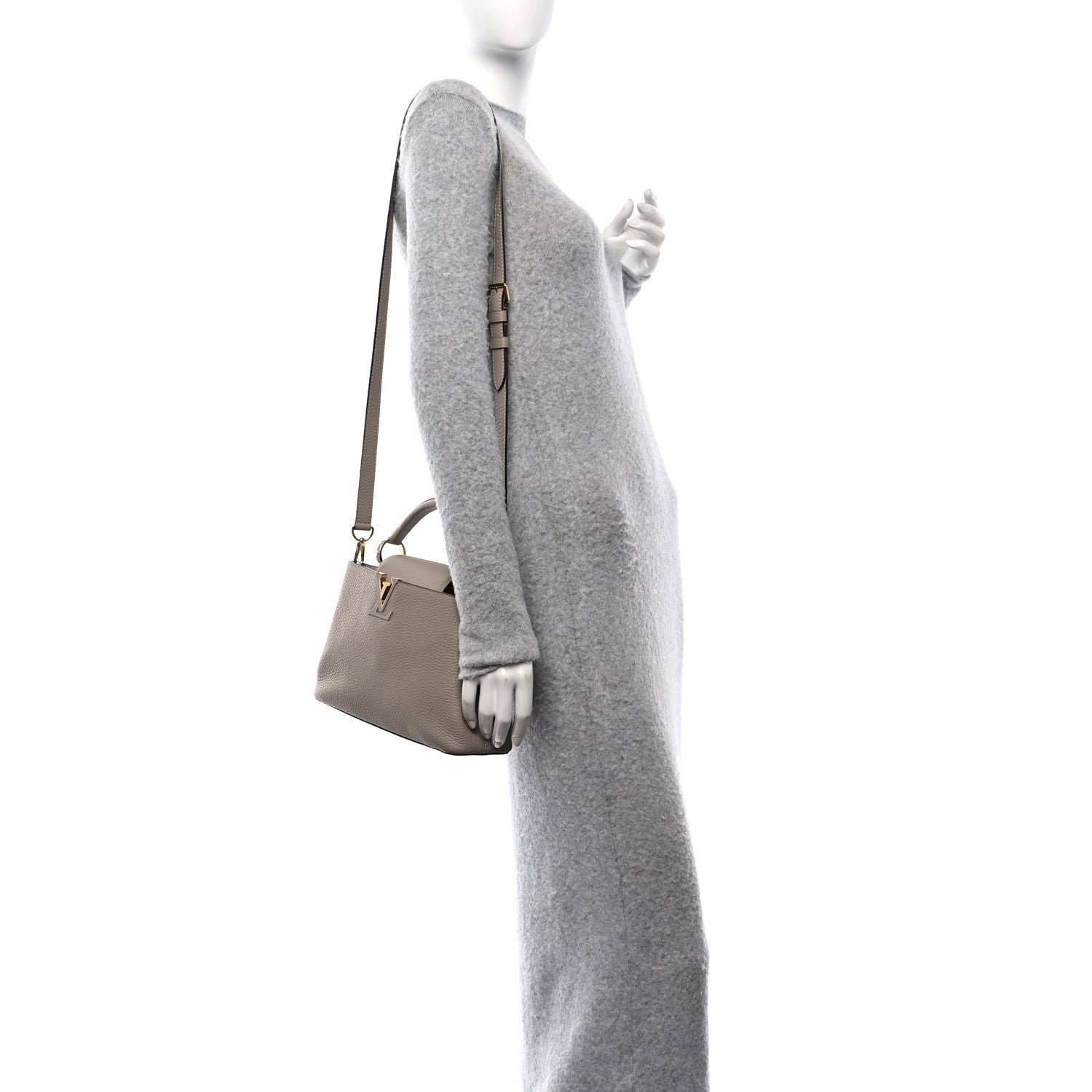 Louis Vuitton Taurillon Capucines BB Galet 2 of 9