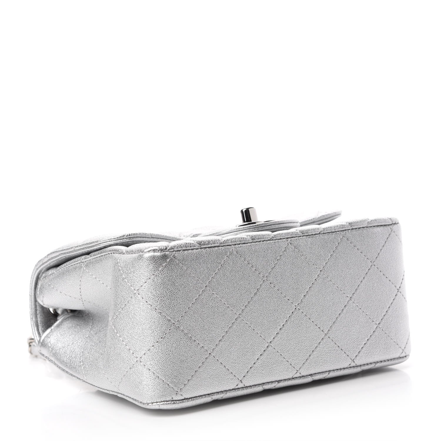 Chanel Metallic Lambskin Quilted Mini Square Flap Silver 4 of 11
