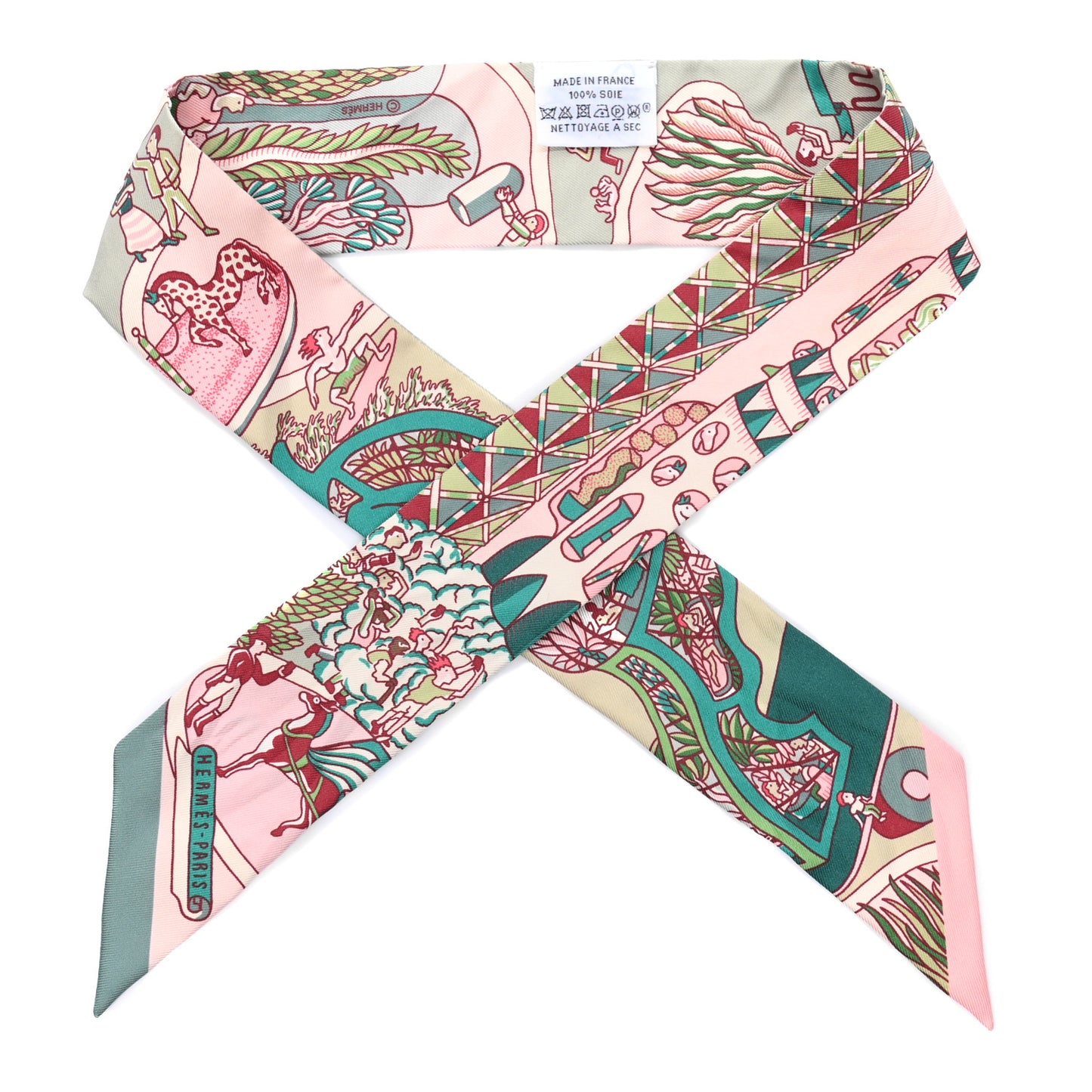 Silk Exposition Universelle Twilly Rose Poudre Vert
