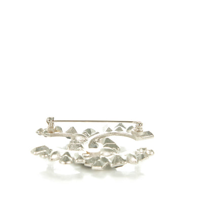 Chanel Crystal CC Brooch Black Silver 3 of 5