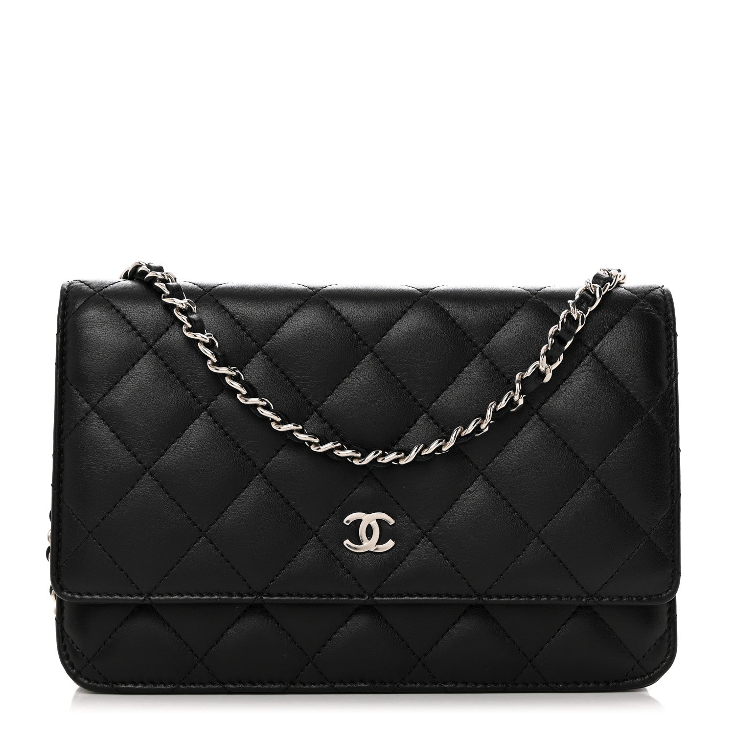 Chanel Lambskin Quilted Wallet On Chain WOC Black 1 of 10