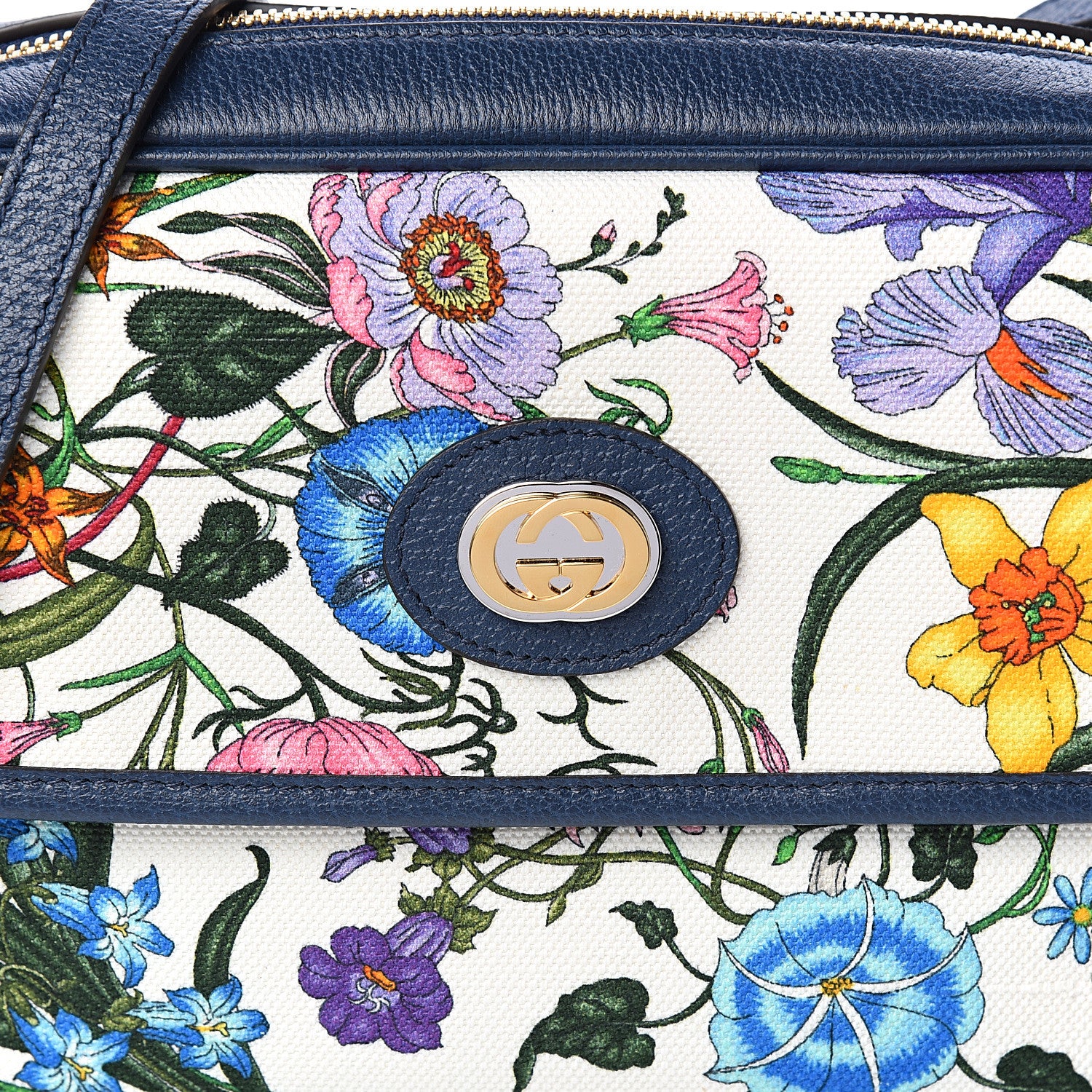 Gucci Canvas Flora Floral Shoulder Bag White Blue Agata Mulitcolor 9 of 9