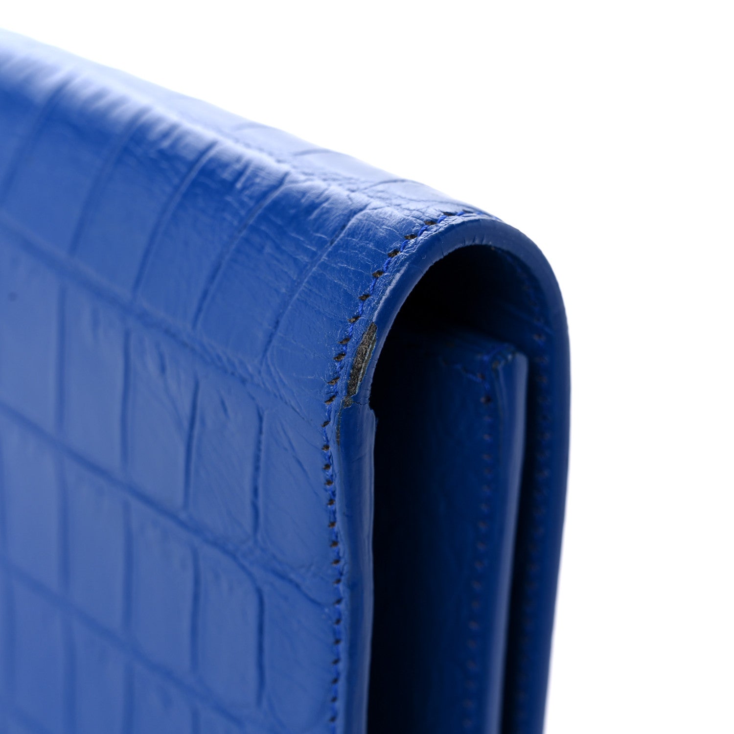 Saint Laurent Calfskin Crocodile Embossed Classic Kate Monogram Clutch Royal Blue 16 of 17