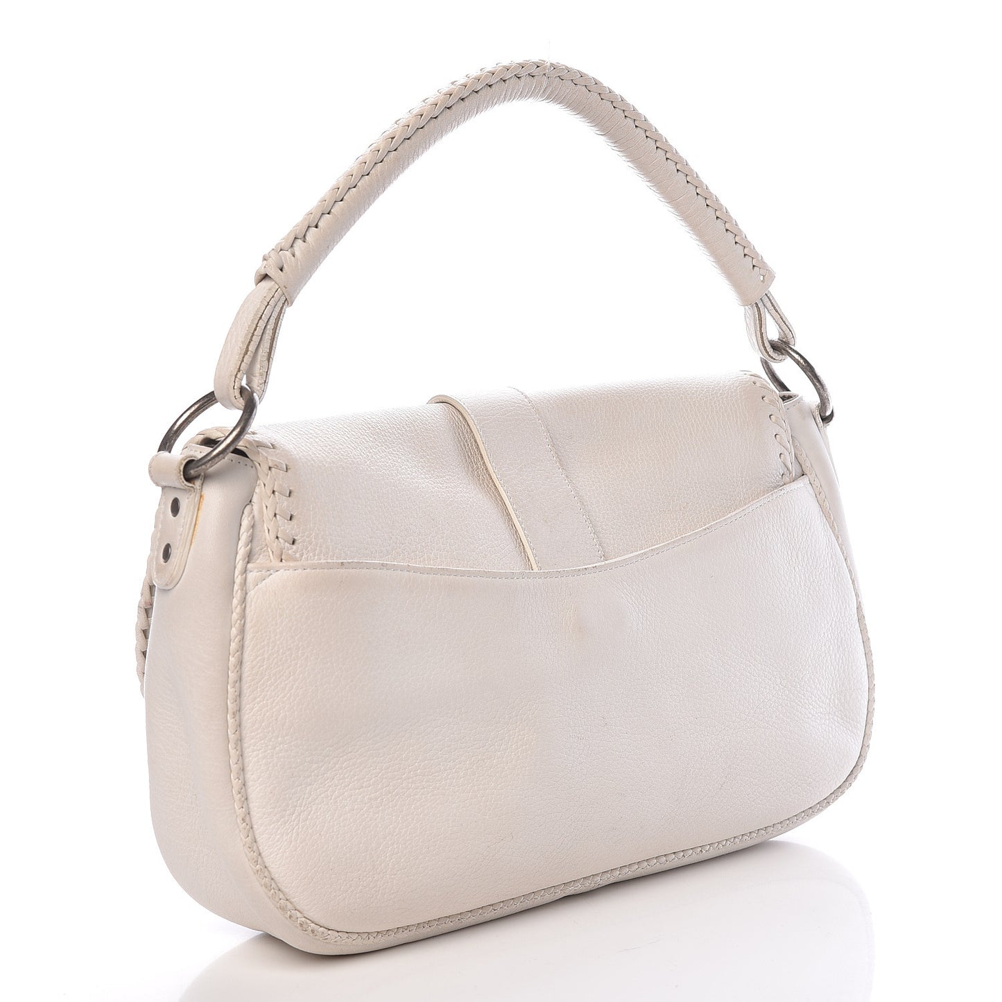 Calfskin Whipstitch Gaucho Double Saddle Bag White