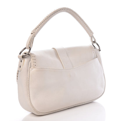 Christian Dior Calfskin Whipstitch Gaucho Double Saddle Bag White 3 of 20