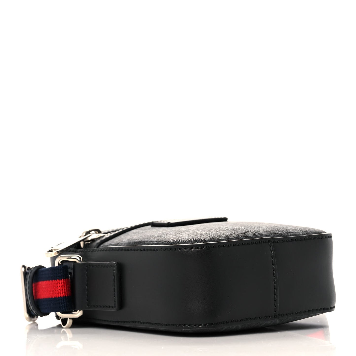 GG Supreme Monogram Appia Calfskin Web Small Camera Messenger Bag Black Grey