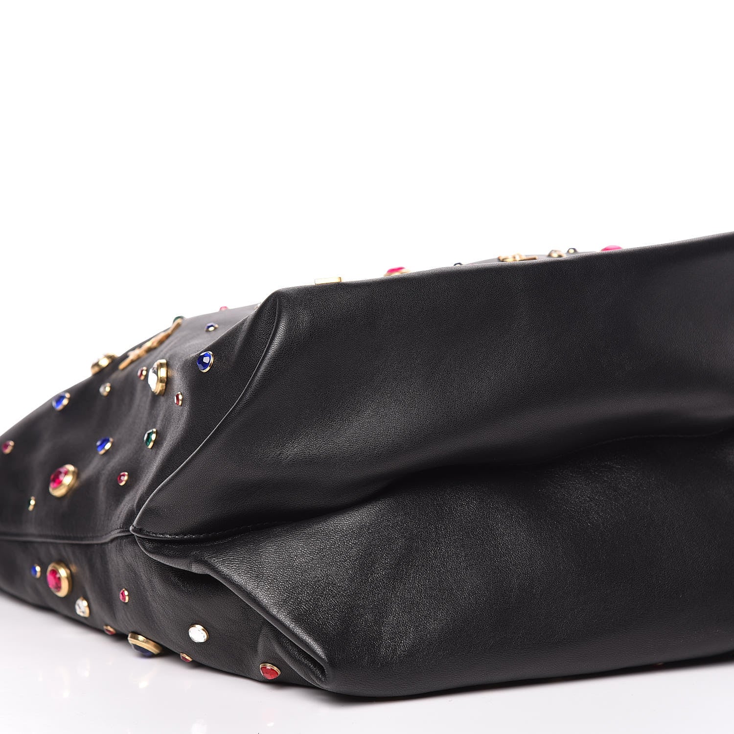 Saint Laurent Lambskin Charm Studded Teddy Drawstring Bag Black 5 of 10